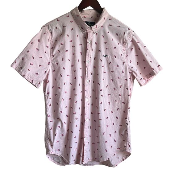 Y2K Hollister Mens Shirt L Epic Flex Watermelon All Over Print Button Up Preppy - Picture 1 of 8